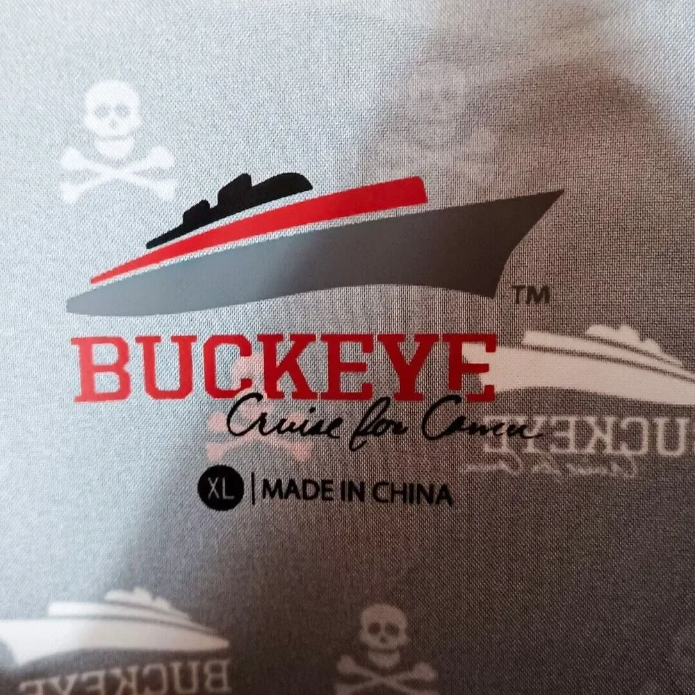 NWT Buckeye Cruise for Cancer Black Beach Skull Coastal Button Up Shirt Mens XL - Picture 7 of 9